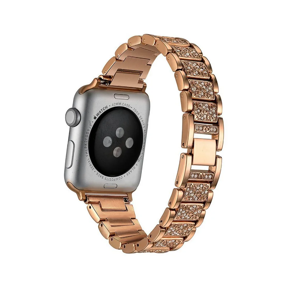 

Luxury Stainless Steel strap for Apple Watch band 38mm 42mm series 3 2 1 Alloy Crystal Rhinestone Diamond bracelet wrist belt