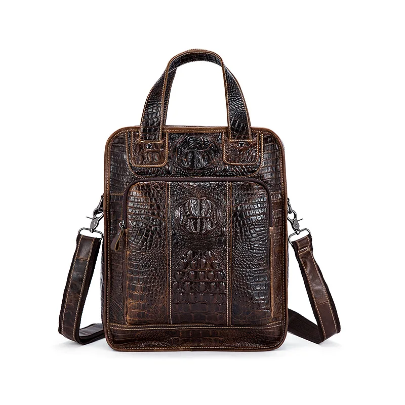 

Berchirly 2018 Genuine Leather Bag top-handle Men Bags 100% Read cow leather handbag Men's Briefcases Alligator