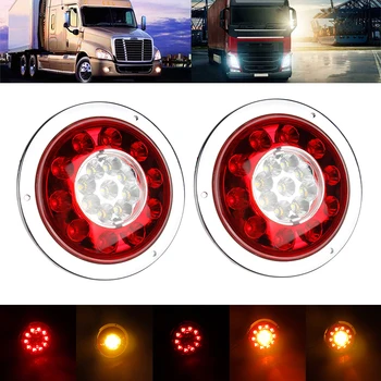 

OKEEN 19LED 24V Car Truck LED Trailer Lorry Brake Stop Turn Tail Light Lamp Red Yellow edge light Taillights Truck Car Light