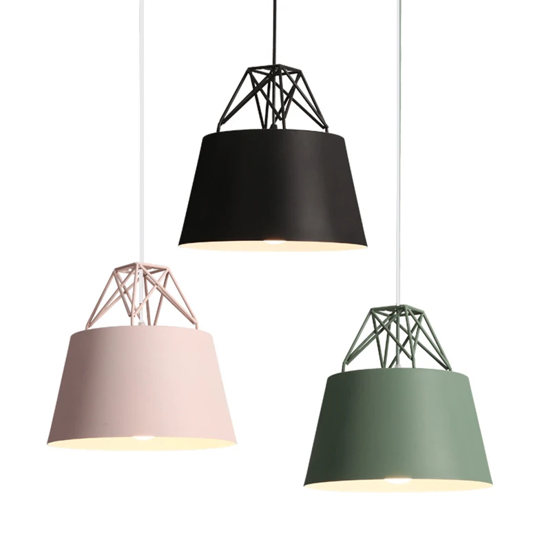 

Contemporary Hanging Pendant Lamp Colorful Nordic Tower Top Pendant Light E27 E26 Socket Dining Room Restaurant Pendant Lamp