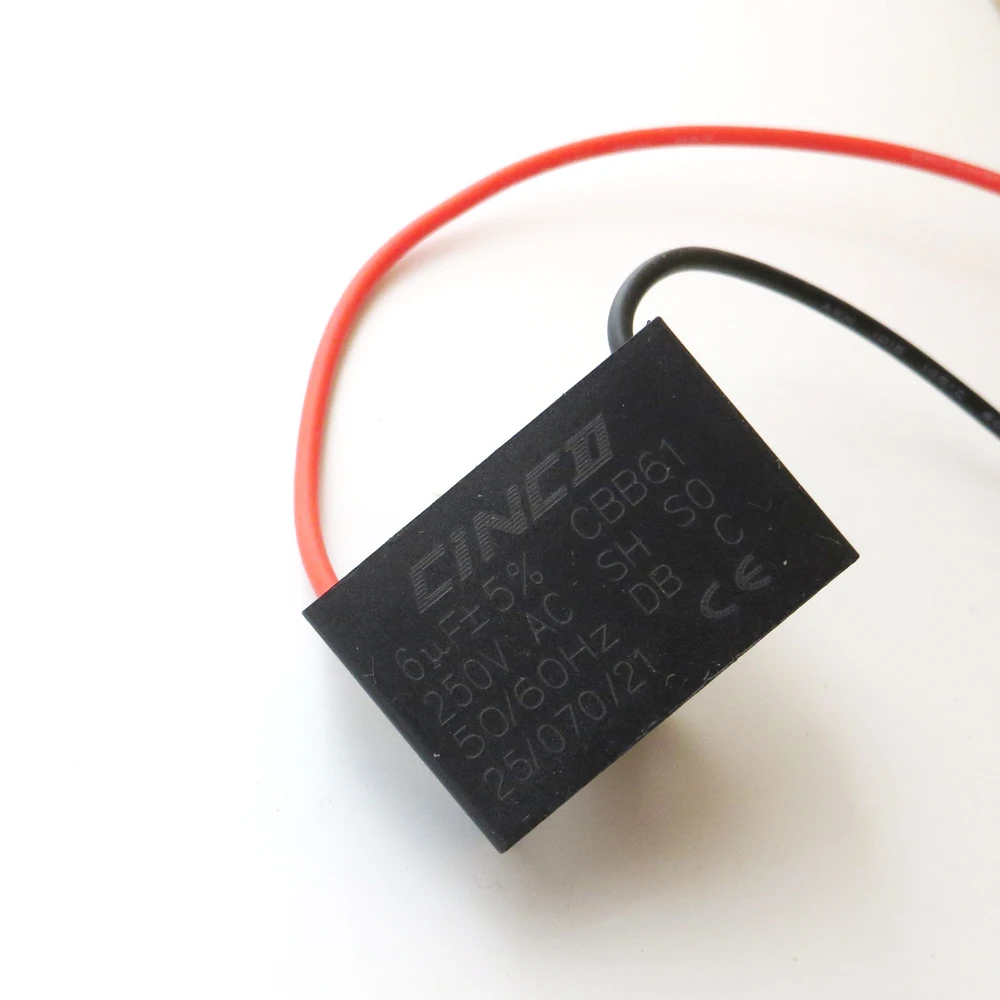 6uf 250v Ac Cbb61 2 Wires Motor Run Capacitor Ceiling Speed