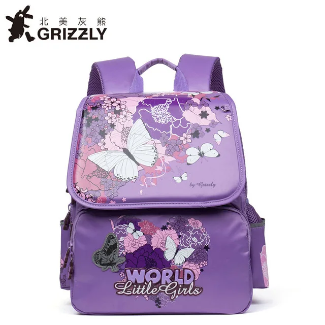 Детские ортопедические рюкзаки GRIZZLY с рисунками из мультфильмов, водонепроницаемые детские школьные сумки для девочек, школьный рюкзак для детей 1/4 лет - Цвет: 2