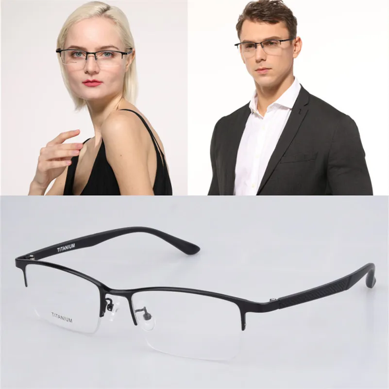 

Pure Titanium Glasse Frame for men Big size Eyewear Light Weight Half -rim Business Eyeglasses Optical Prescription Oculos