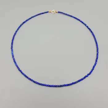 

LiiJi Unique Women Necklace Healing Stone Lapis Lazuli Approx 2mm 925 sterling silver Gold Color Choker Tiny Shining Necklace