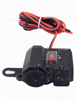 

2PCS Waterproof Motorcycle Cigar Lighter USB 2.1Ax2 Phone Chargers Voltmeter Display Input DC12V