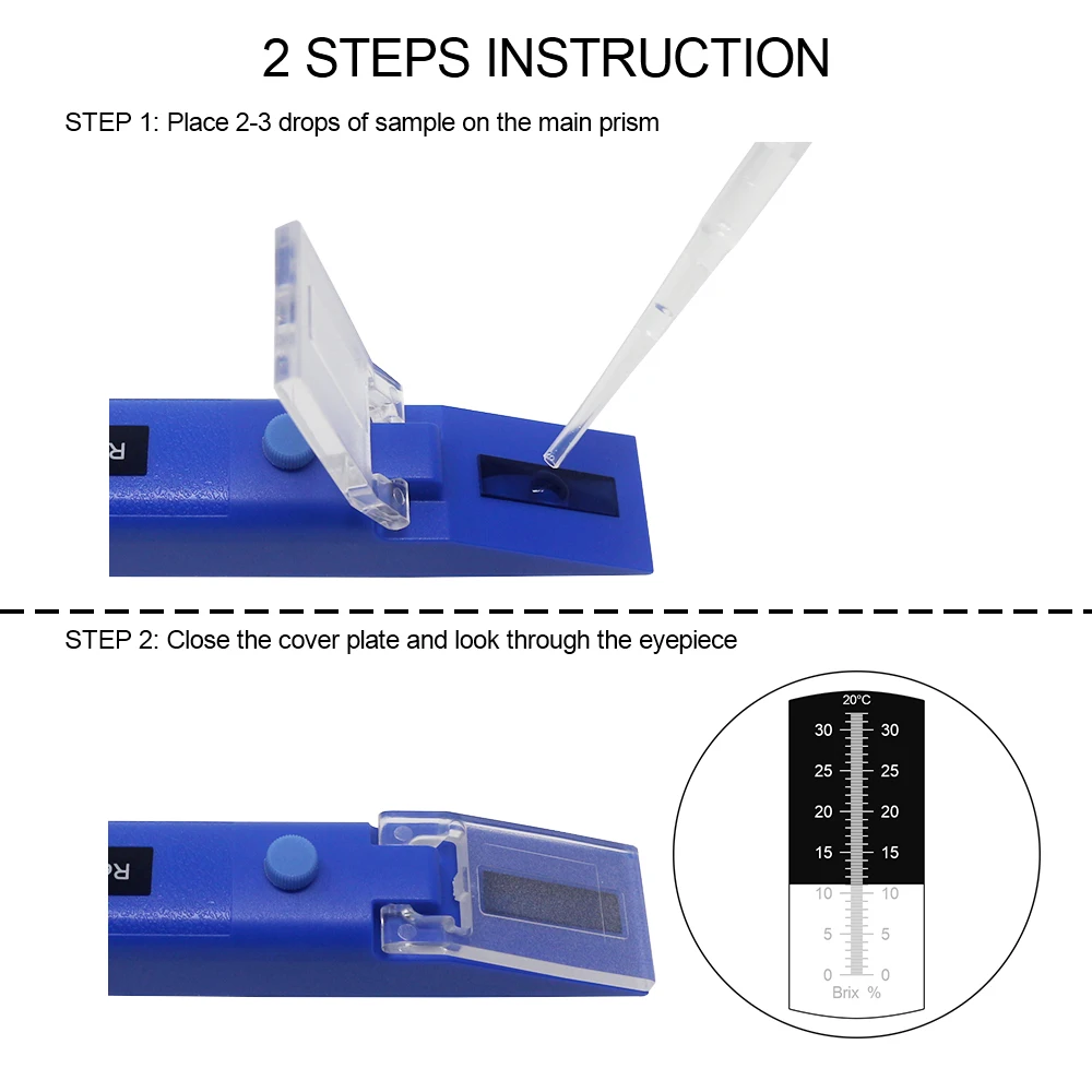 Рефрактометр, с функцией определения содержания сахара градусный измеритель сахариметр режущий измеритель плотности жидкости 0-32% БРИКС с тканевая сумка для переноски