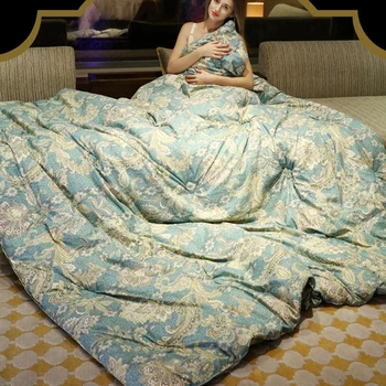 

New Cotton Mulberry silk quilt blanket Winter bedroom Quilting duvet Adults thick Warm printed bedding comforter soft quilted