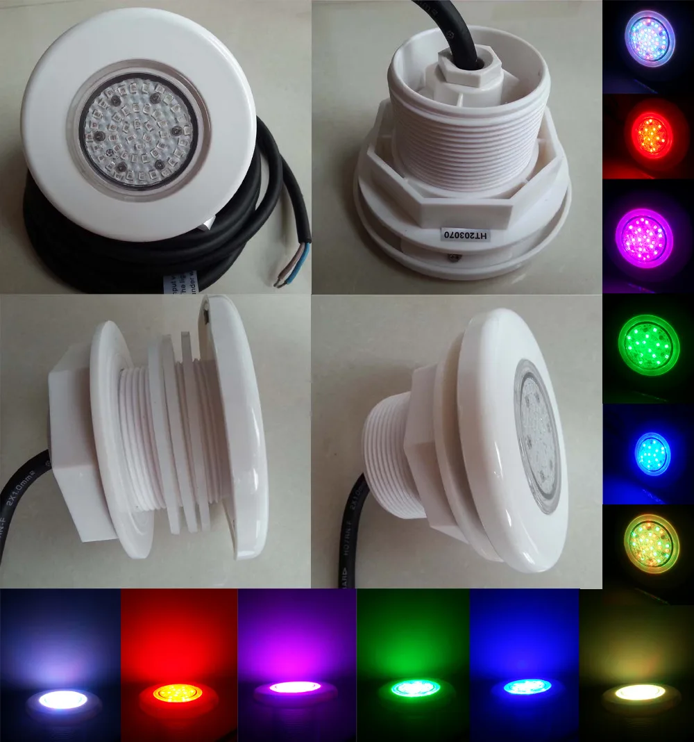 

Underwater Led Swimming Pool Light SMD6W 12V RGB Plastic Fit 2'' Fitting Fountain Color Changing Lamp Waterproof IP68 4M Cable