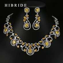 HIBRIDE Luxury New Design Multicolor Cubic Zirconia White Gold Color Women Wedding Jewelry Sets N-62