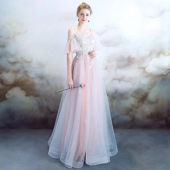 

Pink Haute Couture Sommerkleid Noble Party Birthday Embroidered Dress Shirt Elegant Host Princess Temperament Dames Jurken A2033