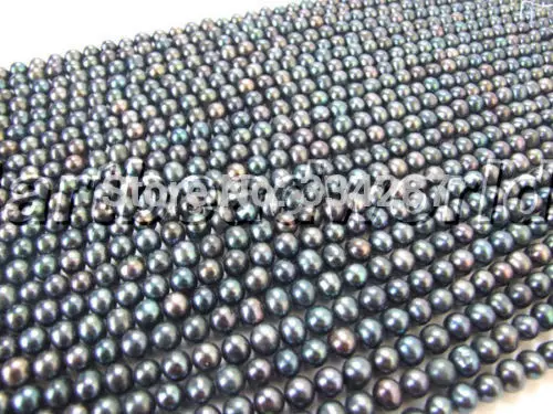 

Wholesale! 10 strands 7-8mm black round freshwater pearl beads