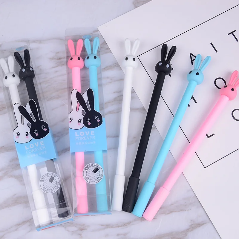 

Harphia 2pcs /set 0.38mm Kawaii Bunny Erasable Pen Rabbit Gel Pen School Office Writing
