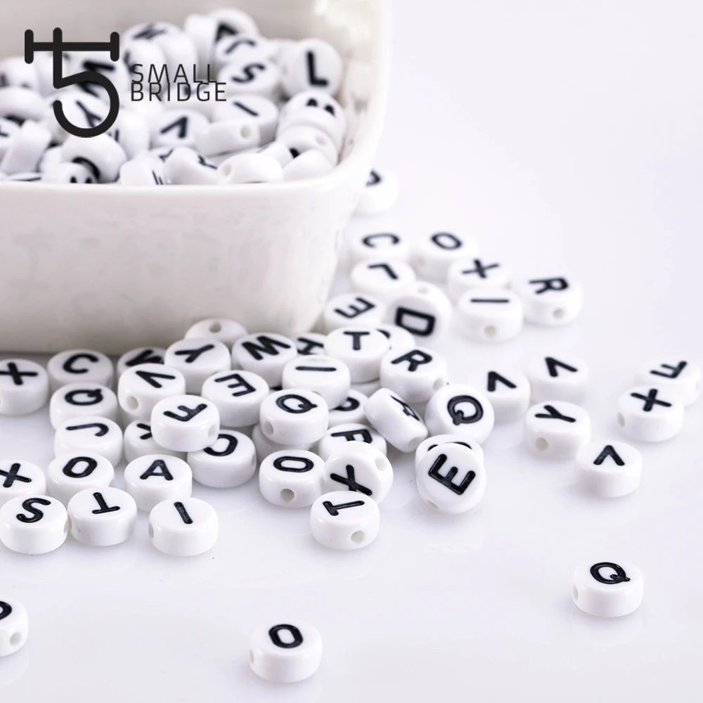 4*7 мм свободные белые акриловые буквы алфавита бусины для браслета ювелирные изделия DIY Поиск с отверстием пластиковые круглые бусины P602