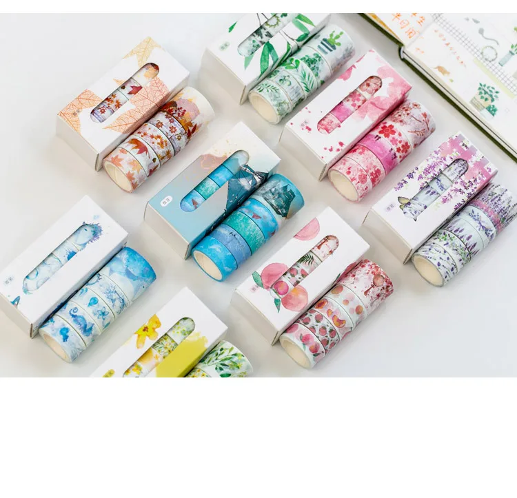 5 рулонов/набор японский вишневый цвет Васи лента бумажные наклейки для дневник, фотоальбом DIY Скрапбукинг Маскировочные ленты школьные принадлежности
