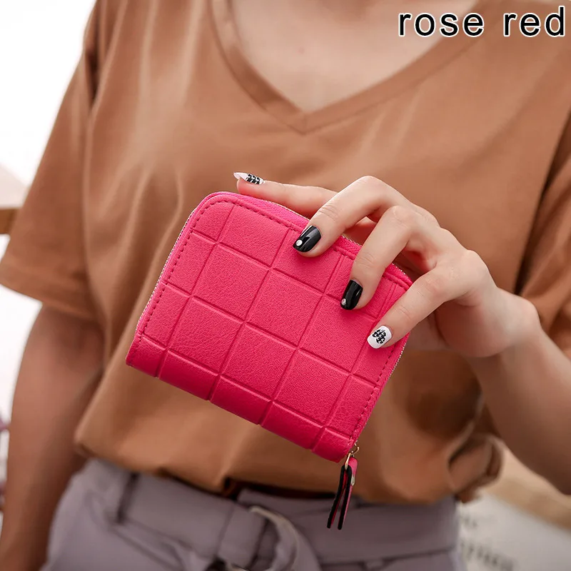1 шт. женская сумка-кошелек короткий дизайн молния искусственная кожа для монет денежные карты MUG88 - Цвет: rose red