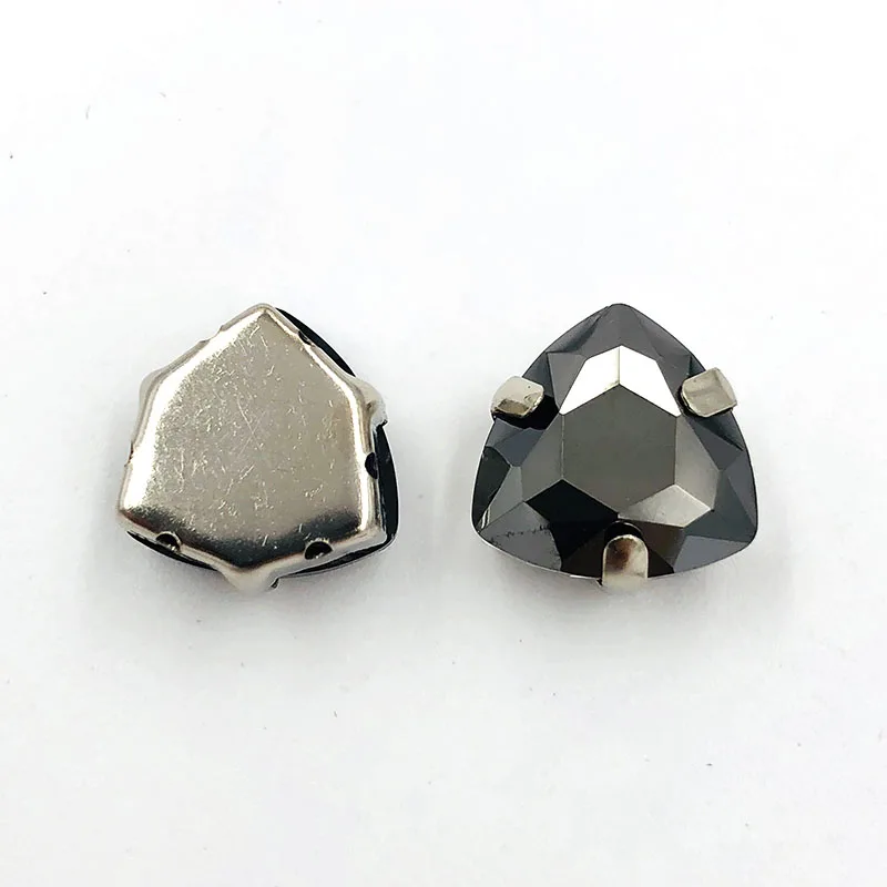 12 мм 20 шт./пакет жира Кристалл треугольной формы, цвета: металлик, черный, высокое качество Стекло с украшением в виде кристаллов на горном хрустале Стразы diy/аксессуары