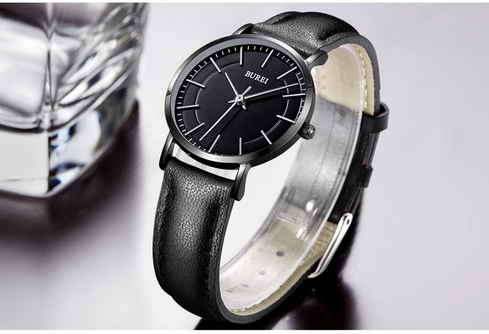BUREI для женщин часы дамы водонепроницаемый Мода D стиль W Бизнес Кварцевые наручные часы кожа платье часы Saat Relogio Feminino