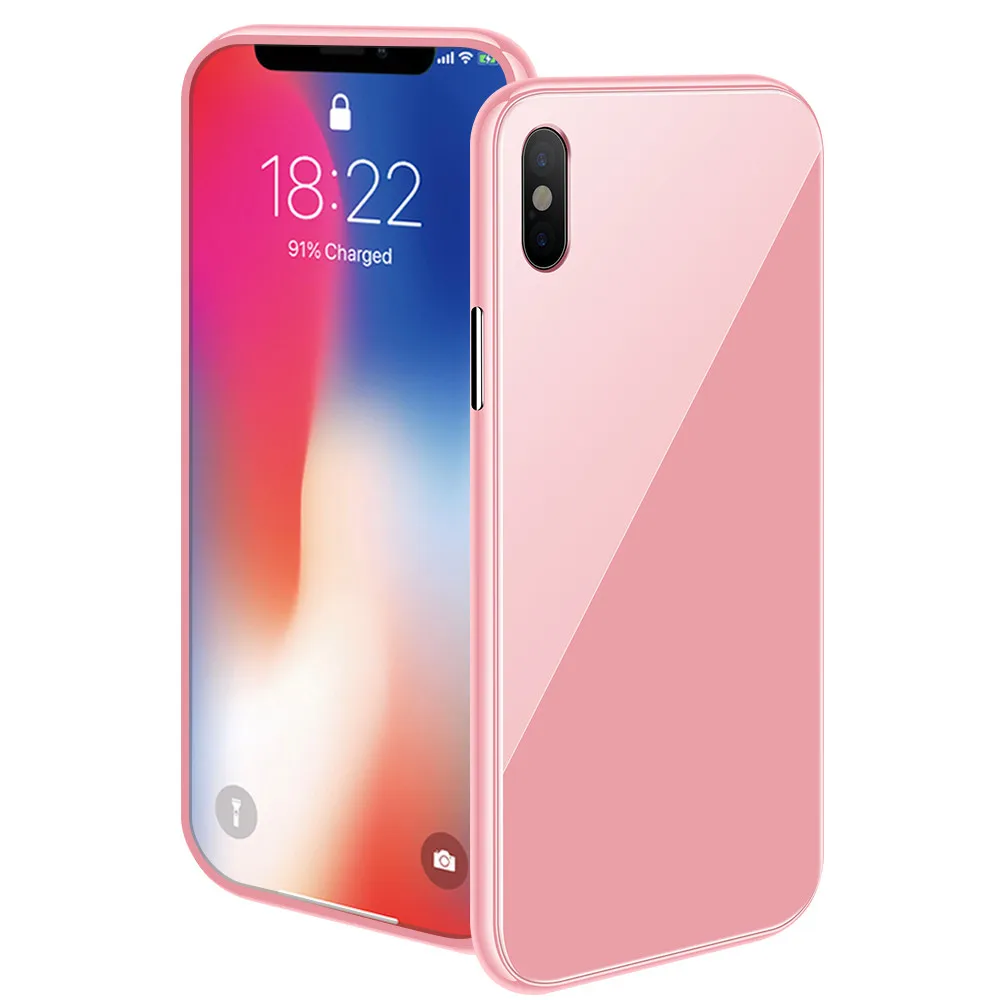 

For iPhone X Ultra Thin Magnetic Plain Adsorption Metal Lightweight Anti-knock mobile Phone Case Cover + Free Tempered glass