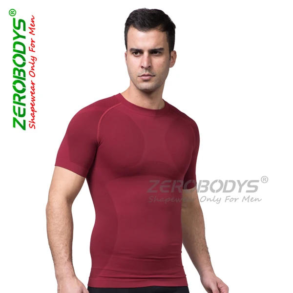 Новое поступление мужской тонкий формирователь тела красный/черный/синий компрессионная одежда боди моделирующее белье короткий рукав
