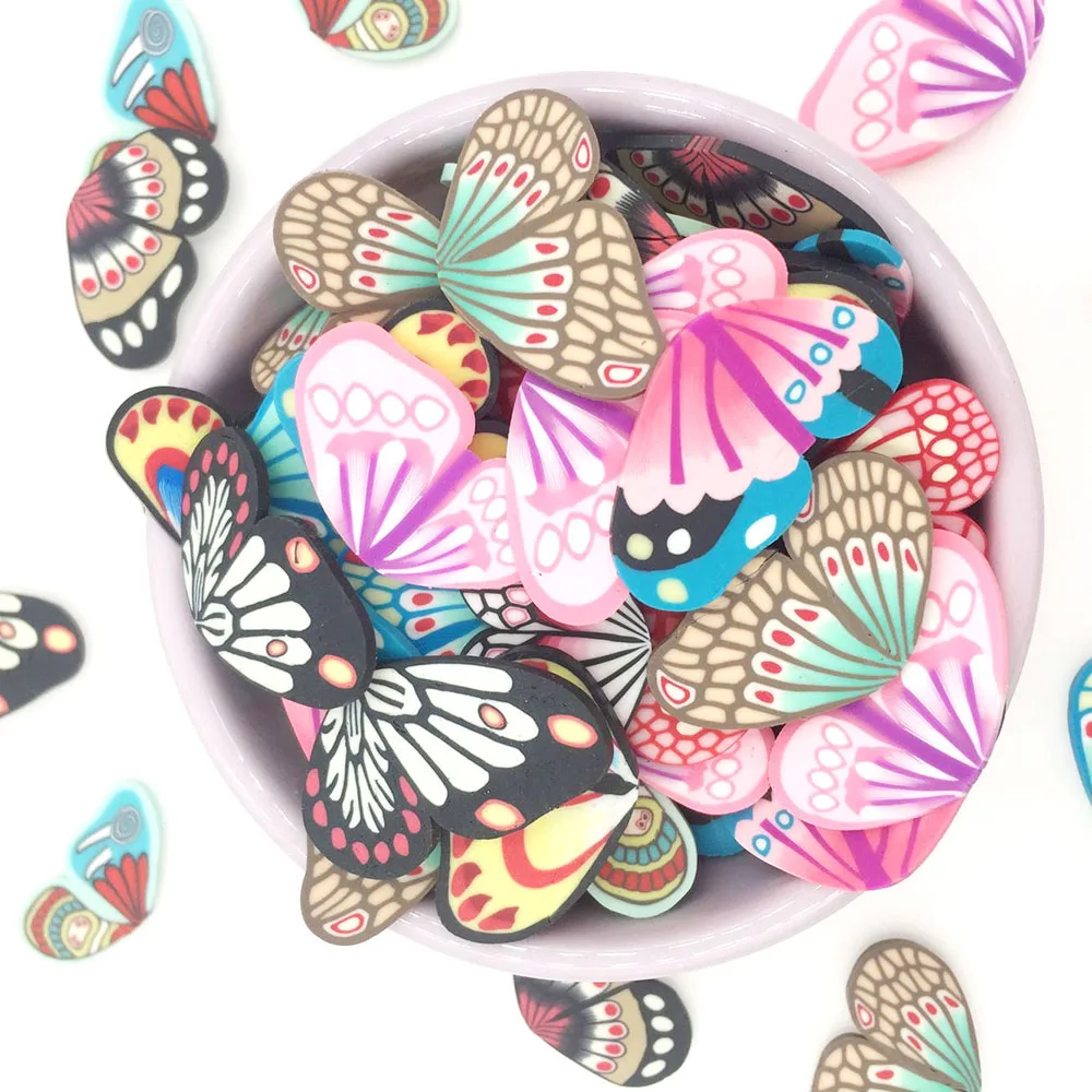 

500Pcs/lot Mixed Colorful Butterfly Wings Polymer Clay Kawaii Flatback Cabcohon DIY Hair Bow Accessories Phone Case Decoration