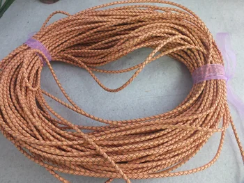 

Free shipping !!! A-4517 3mm Brown Genuine Braided Leather Cord 50m/roll