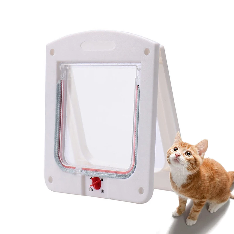 4 способа запираемый собака котенка двери безопасности лоскут двери ABS Пластик небольшое животное кошка собака ворота для домашних животных в ворота