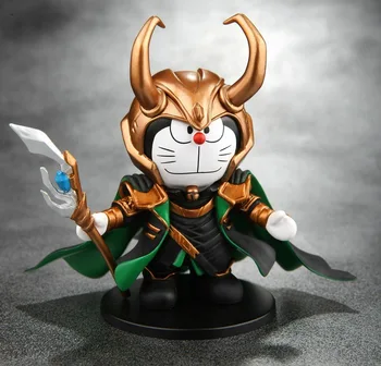 

10cm Doraemon cosplay Thor Loki Anime Action Figure PVC New Collection figures toys Collection for friend gift