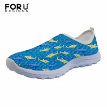FORUDESIGNS/Летняя женская Повседневная дышащая сетчатая обувь без застежки с изображением акулы и дельфина мягкая легкая Женская удобная обувь на плоской подошве