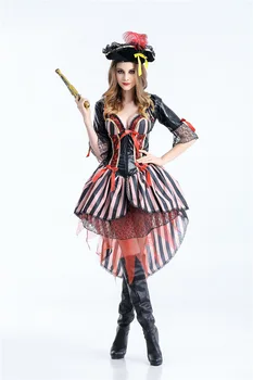 

Ensen Pirates of the Caribbean cosplay costume Halloween Europe stripe Dress role playing party fantasia adulto costume