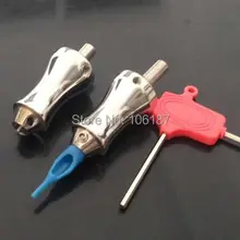 2 шт. стальной Серебряный захват машины татуировки трубки задней стволы с красочным гаечным ключом для татуировки питания+ 50 шт. синие наконечники