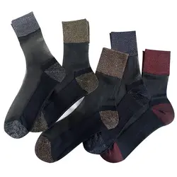 Новый для женщин Прозрачный Стекло шелковые носочки модные повседневное хлопок Дно носки для девочек 10 пар