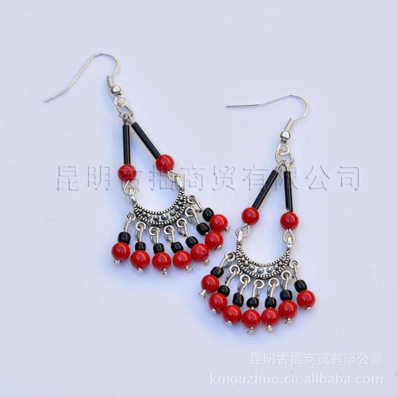 Free Shipping Ethnic Tibetan Bead Earrings Hang Month Free Shipping Ethnic Tibetan Bead Earrings Hang Month Handmade Homemade Wedding Supplies In Drop From Jewelry Accessories On