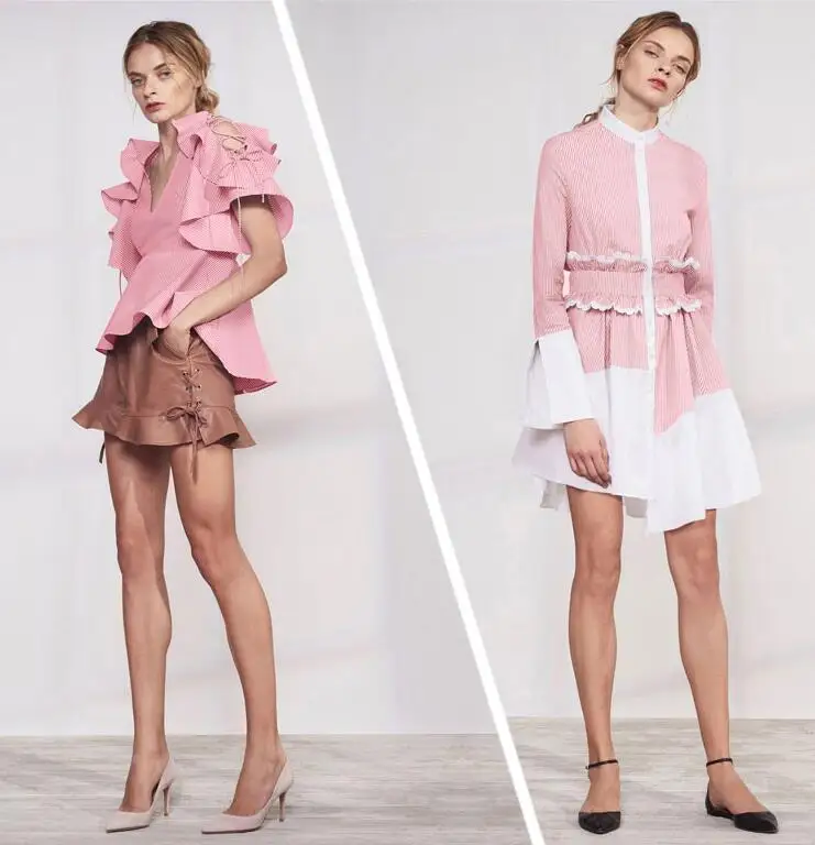 wholesale Red white stripes elastic shirt patchwork cotton fabric