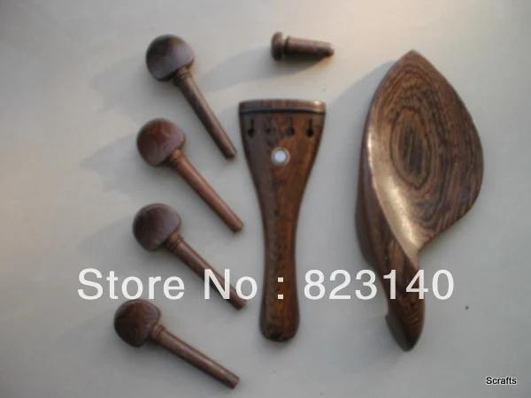 

1 Set WENGE Violin Fitting 4/4, Quality Violin parts with Tail piece, chin rest 4 pegs and end pin