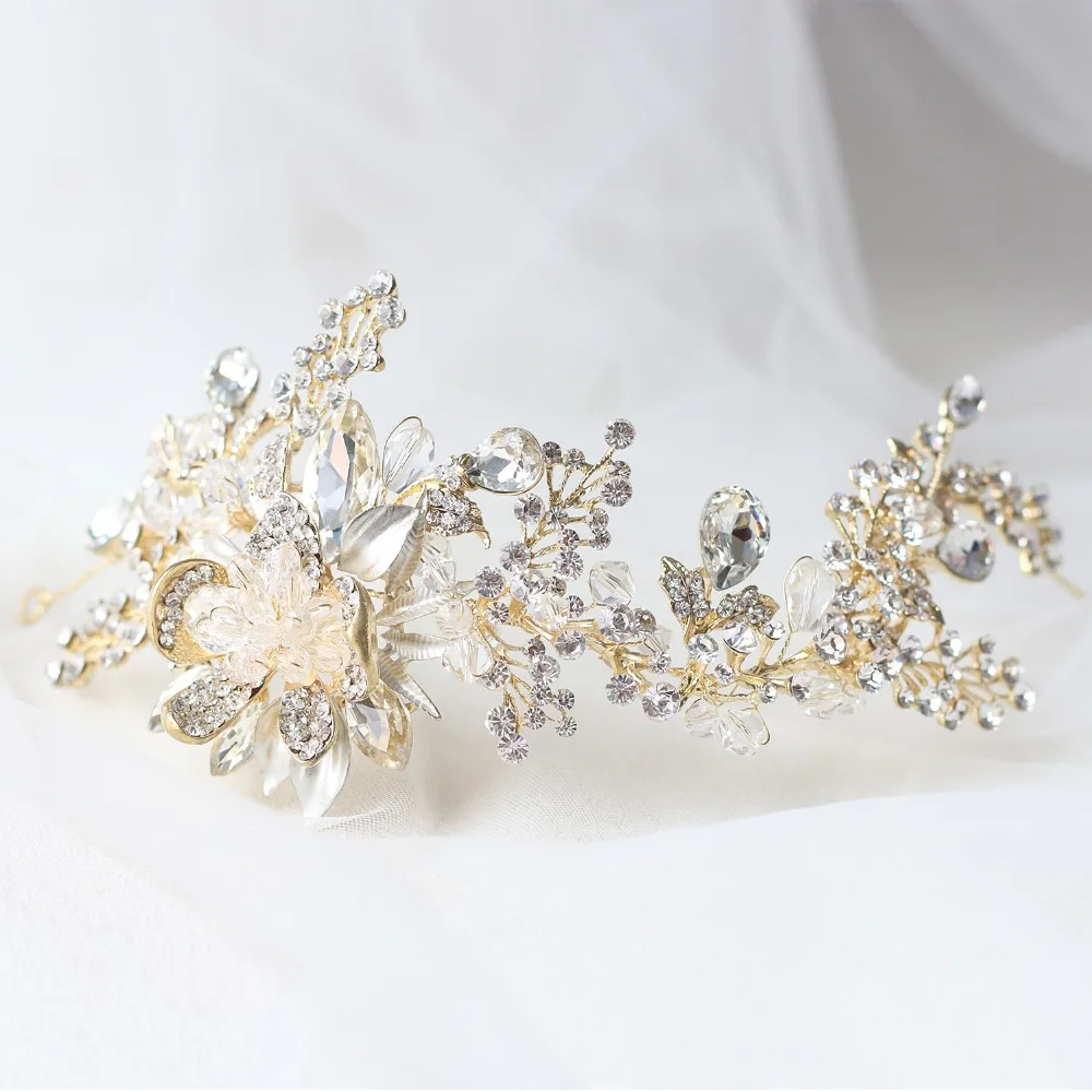 ASNORA Stylish Wedding Hair Bands Bridal Headbands Gold Handmade Metal