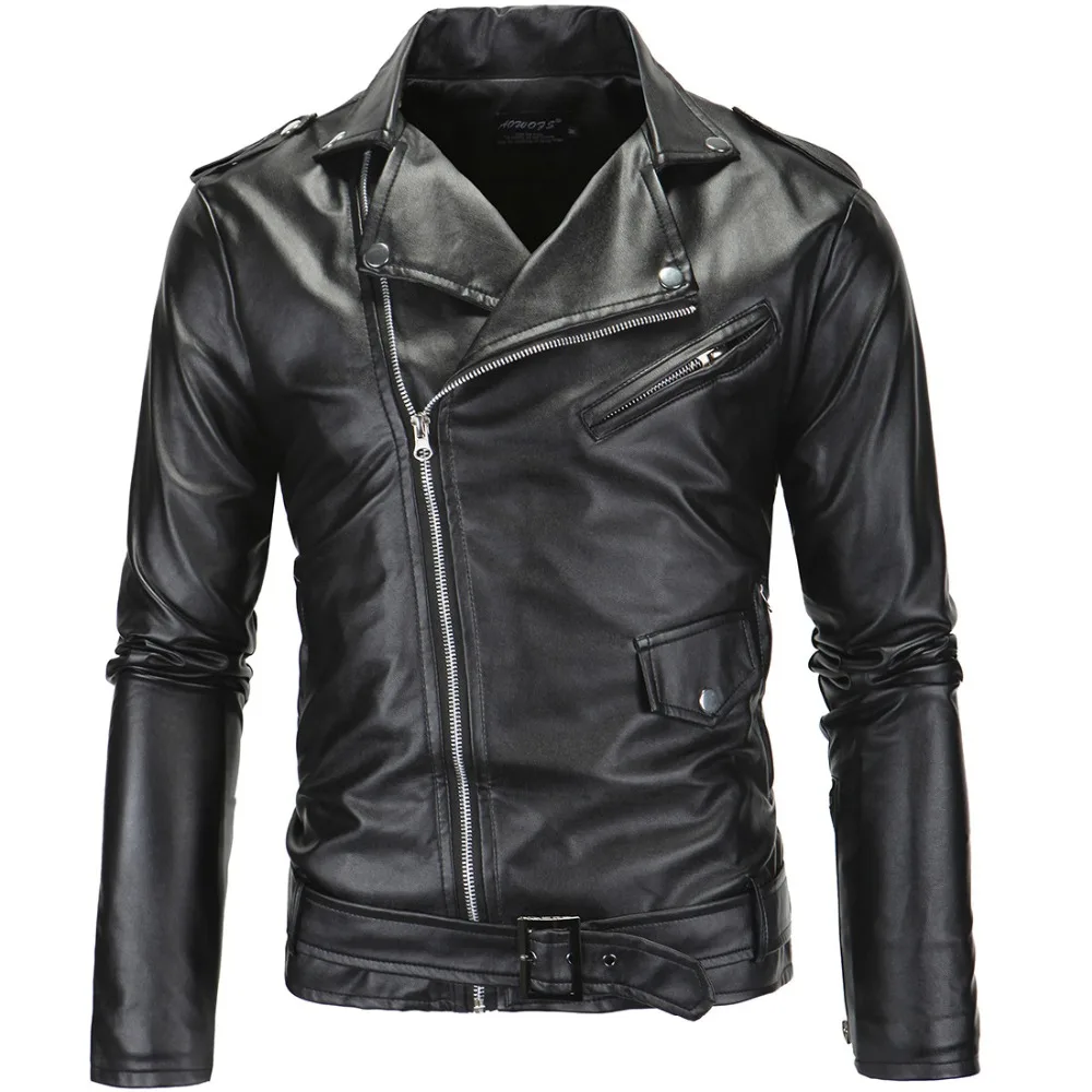 Бренд, осенне-зимняя повседневная куртка из искусственной кожи на молнии, модная мотоциклетная куртка, мужская приталенная белая кожаная куртка