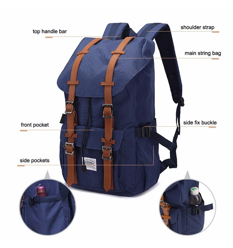 Большие бренды того же стиля KAUKKO толстый брезентовый материал винтажные рюкзаки для женщин и мужчин Путешествия криперы школьный рюкзак сумки для ноутбука