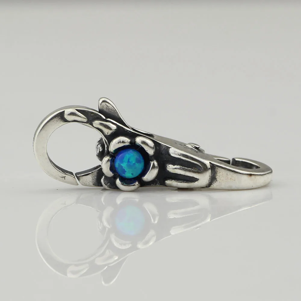 

S925 Sterling Silver Blue Opal Rock Lobster Button Diy Jewely Charms Fit European Troll Bracelet Beads for Jewelry Making