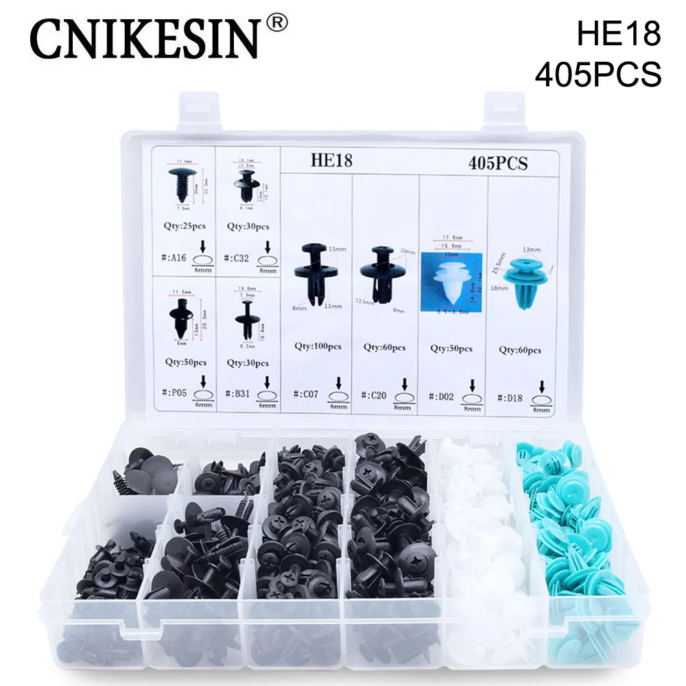 CNIKESIN 405 шт. автомобиля смешанные Застежка заклепки клипы двери планка Fender Нейлон