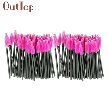 

100pcs/lot make up brush Pink synthetic fiber One-Off Disposable Eyelash Brush Mascara Applicator Brush jan10