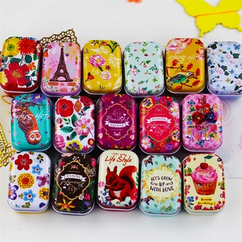 

Storage Organizer Box New Portable Metal Tea Sugar Coffee Coin Storage Box Tin Box Kitchen Flower Drawing Style Gift Many Colors