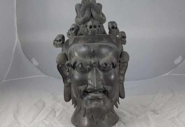 

USPS to USA S0773 Chinese Pure Copper Bronze made Western Dance God Molson God Buddha Head Statue (B0328)