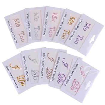 

2Pcs/set Romantic Wedding Decor I DO ME TOO Silver Rhinestones Self-adhesive Shoe Sticker Party Valentine DIY Decoration