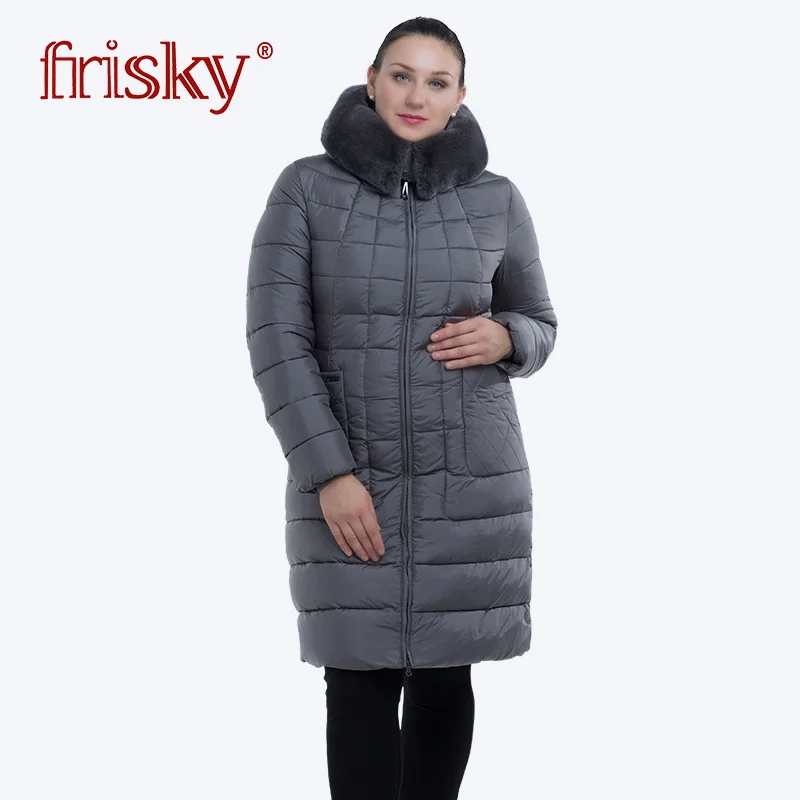 Frisky 2018 зимний пуховик женщин на настоящим мехе большое длинное пальто толстовки