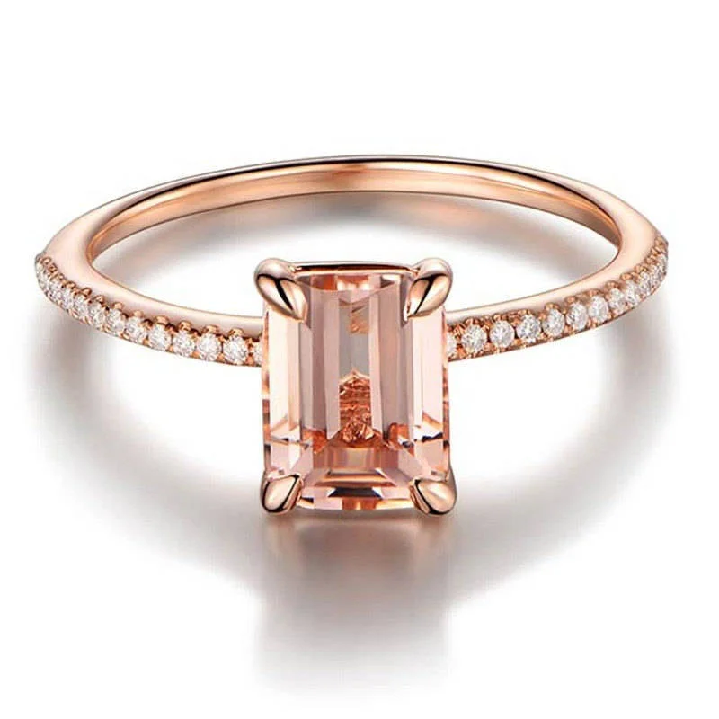 2 шт кольцо/Набор Розовое золото заполненный Белый Кристалл Циркон Обручальное кольцо для женщин