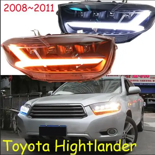 2 шт., 2008, 2009, 2010, год, фара для Toyota, фара highlander, все, светодиодный, динамический, DRL, головной светильник, highlander, Дневной светильник - Цвет: white yellow turn