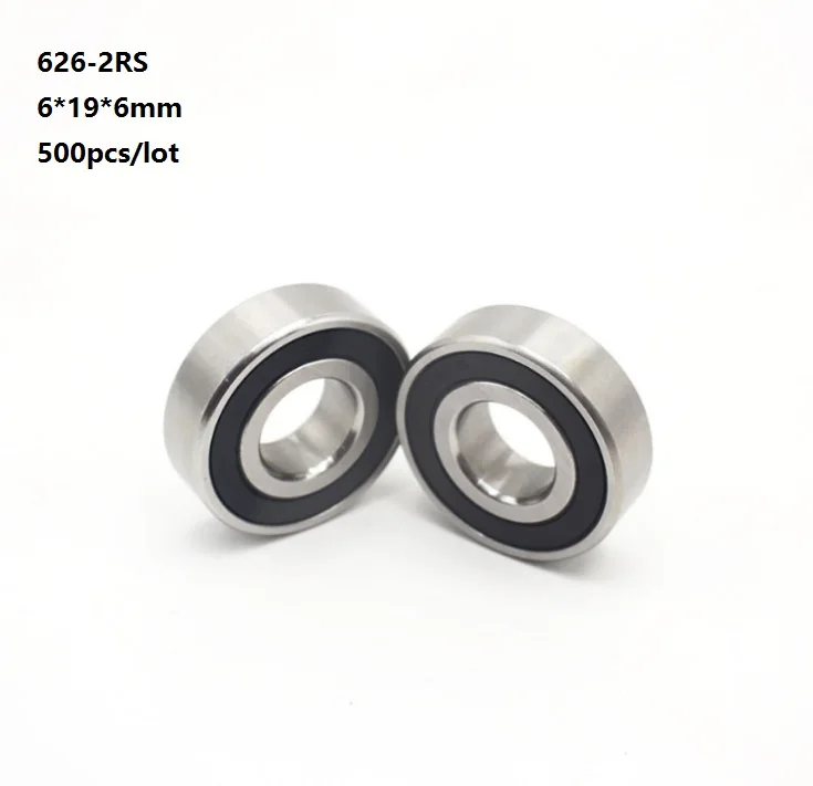 500 шт./лот 6x19x6 мм 626RS 626 2RS RS Миниатюрные Мини шарикоподшипники 6*19*6 двойная