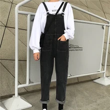 Женские джинсы femme nouveau Весна Осень Джинсы тонкие с высокой талией свободные прямые брюки женские Комбинезоны на лямках женские джинсы в Корейском стиле