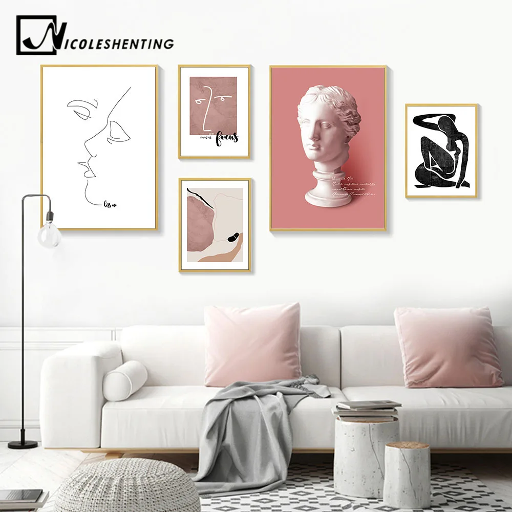 

Statue Head Abstract Canvas Print Pop Art Modern Realist Wall Poster Nordic Painting Decorative Picture Living Room Decoration