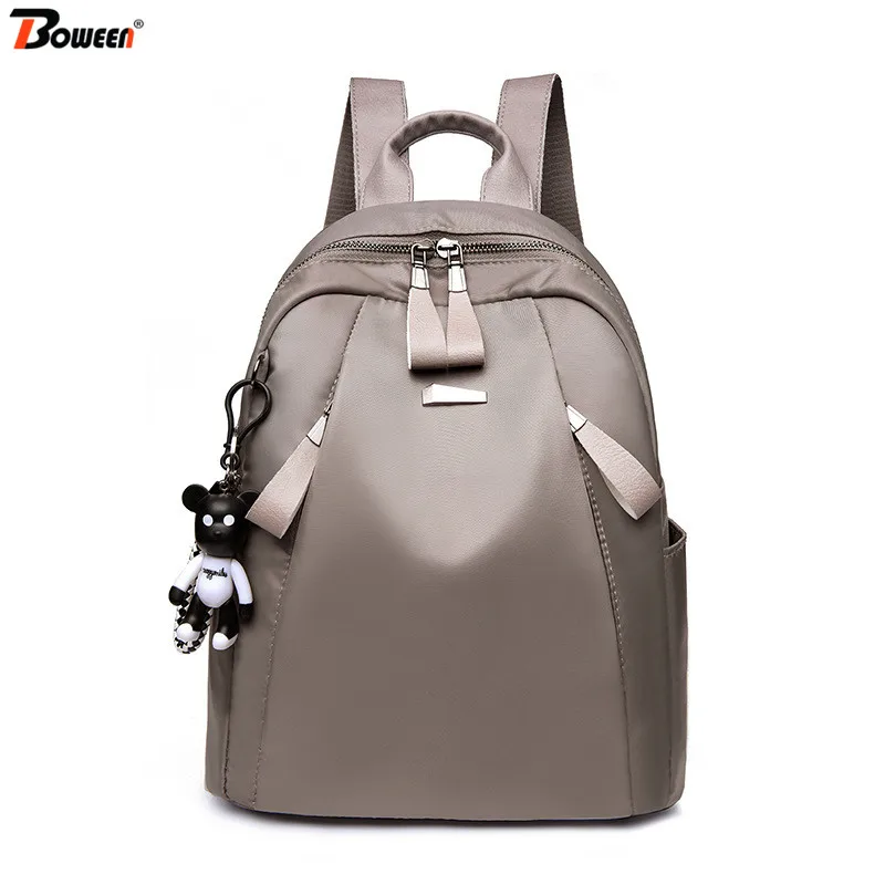 

Oxford backpack women high quality youth girs school back pack female school bag Casual daily bagpack mochila Cute bear pendant